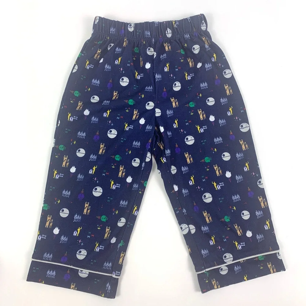 Disney Store Star Wars Pajama Set Kids Sz 2 Blue Death Star Falcon Droids Chewie